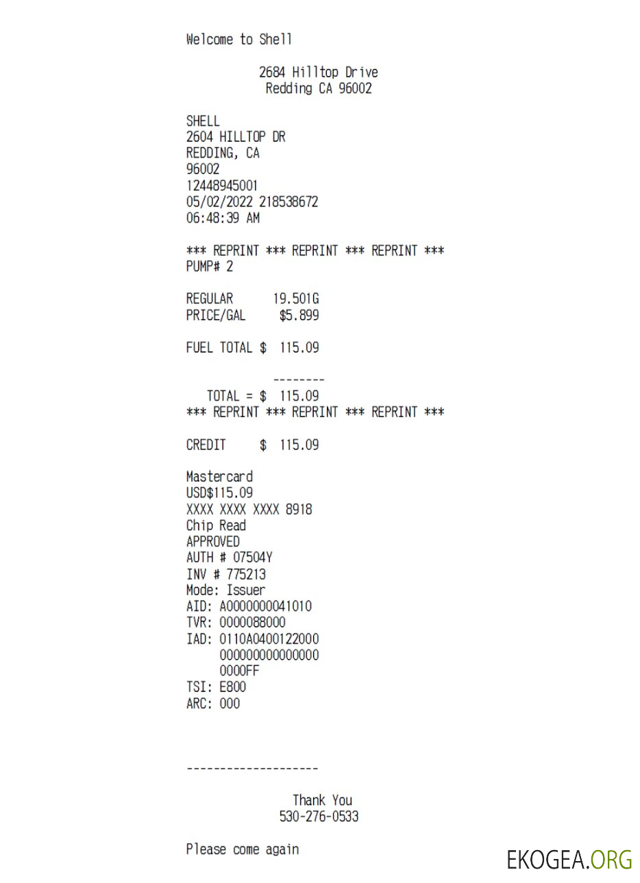 Chèque de paiement global Shell